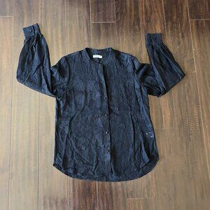A.L.C Black Sheer Textured fabric Long Sleeve Top Size 6